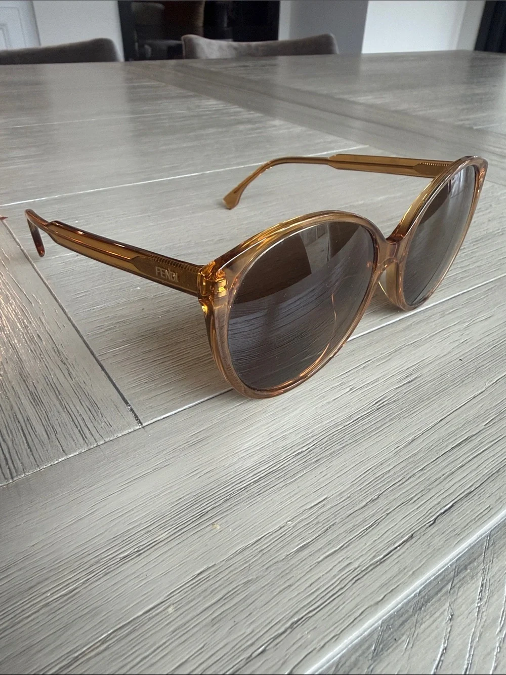 Fendi Amber Tinted Round Sunglasses